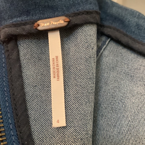 Free People denim jean blue stretchy mini skirt modern femme - Picture 5 of 8